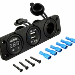12V cigarečių degiklio lizdas su dviem 5V USB