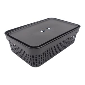 Plastikinė dėžė su dangčiu 40×30×13 cm JUODA