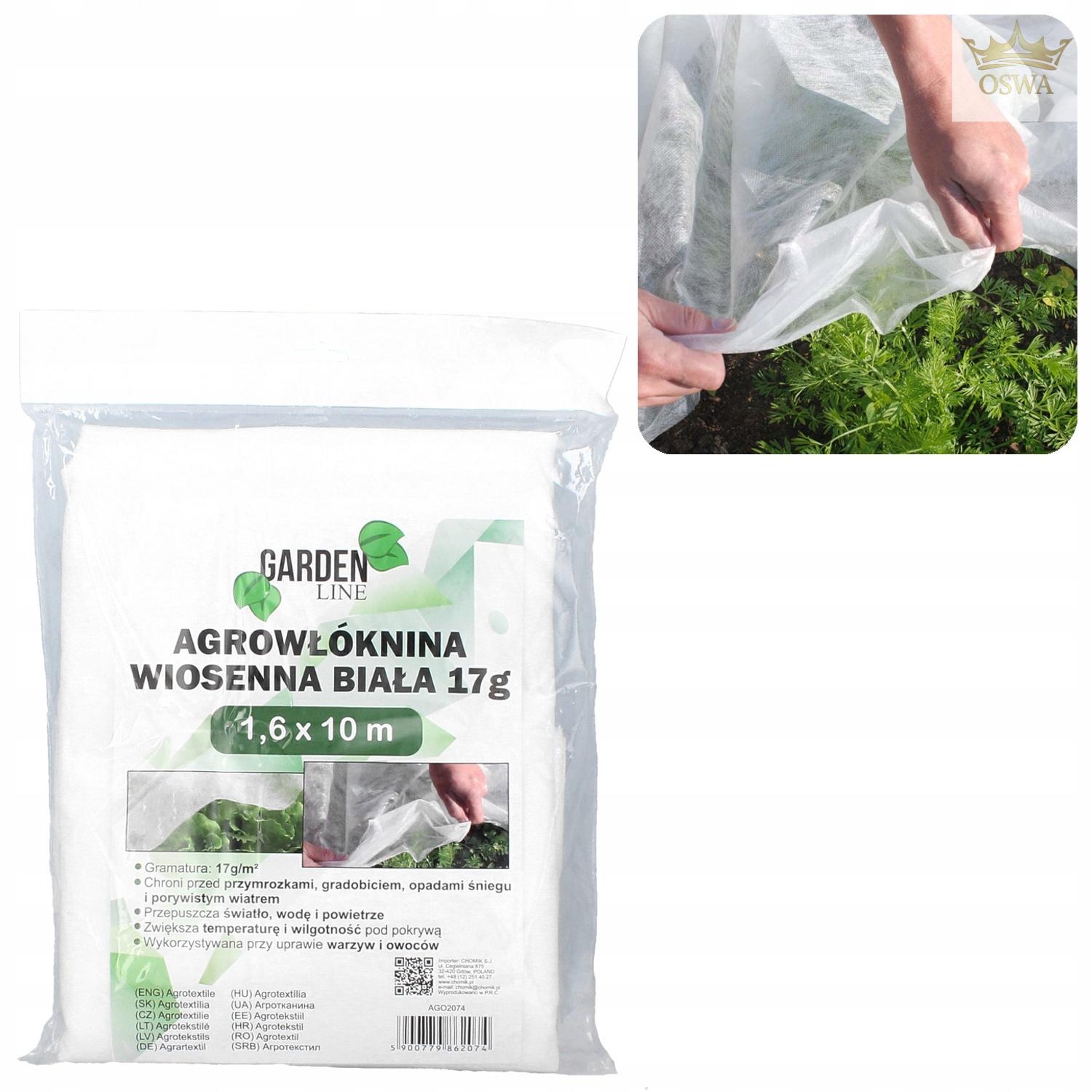 Agroplėvelė 1,6 x 10 m pavasarinė balta 17 g/m²