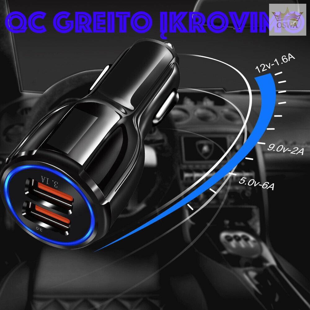 Greito įkrovimo auto SAM. 2 X USB 3.0 FAST adapteris