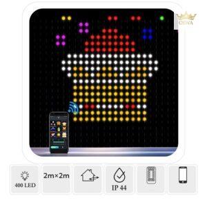 Išmani LED šviesų užuolaida „Smart Curtain“ 400 LED, multispalvė, 2×2 m