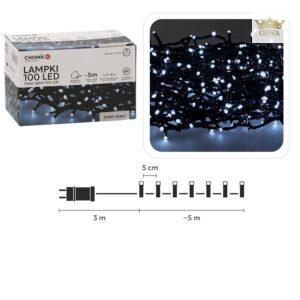 Kalėdinės LED girliandos, 100 LED, šaltai balta šviesa, 5 m