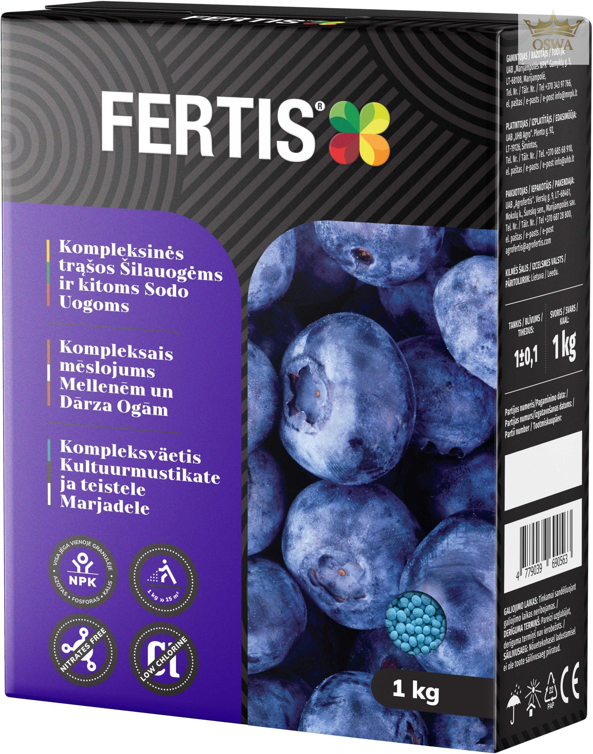 Kompleksinės trąšos Šilauogėms ir kitoms sodo uogoms FERTIS, 1kg