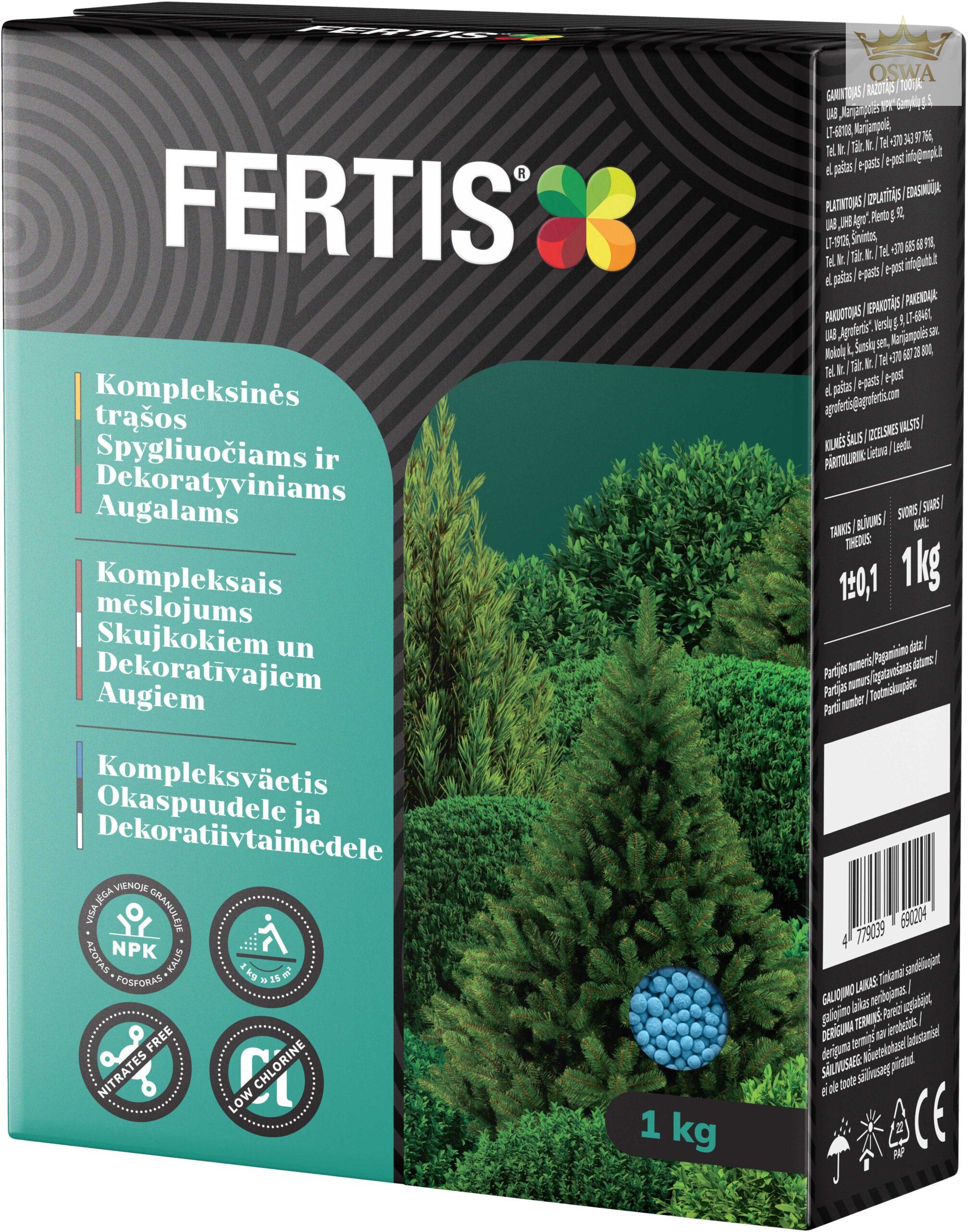 Kompleksinės trąšos Spygliuočiams ir dekoratyviniams augalams FERTIS, 1kg