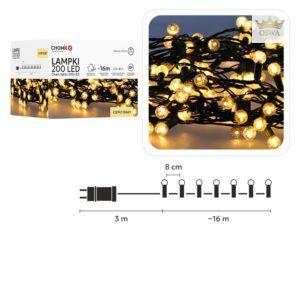 LED girlianda „Cherry Ball“ 200 LED, šiltai balta, 16 m