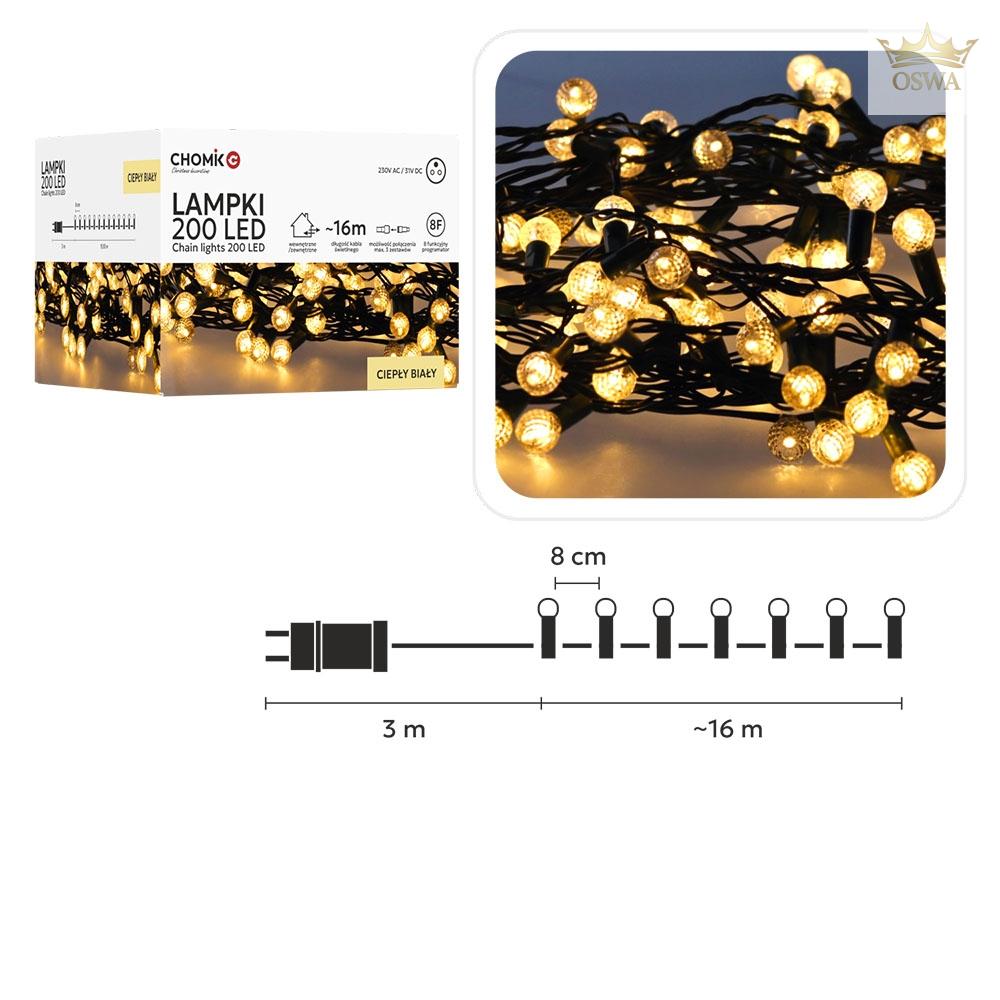 LED girlianda „Cherry Ball“ 200 LED, šiltai balta, 16 m
