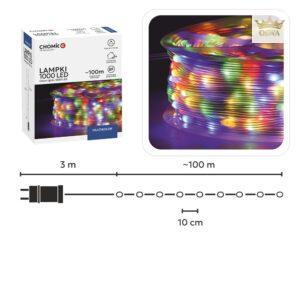 LED švieselių girlianda ant ritės 1000 LED, 100 m, multicolor