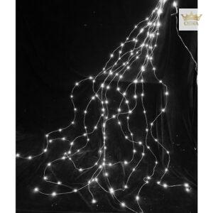LED švieselių girlianda ant sidabrinių vielučių, 200 LED, 10x2 m, šaltai balta, IP44