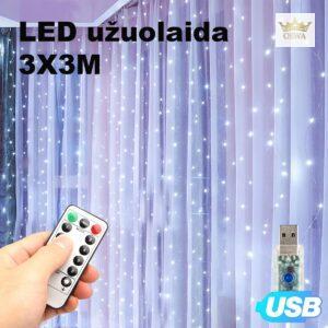 LED USB Užuolaida - Girlianda, šaltai balta