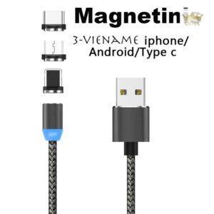 Magnetinis USB įkrovimo laidas 3in1