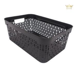 Plastikinė dėžutė su skylutėmis, 30 × 20 × 12 cm JUODA