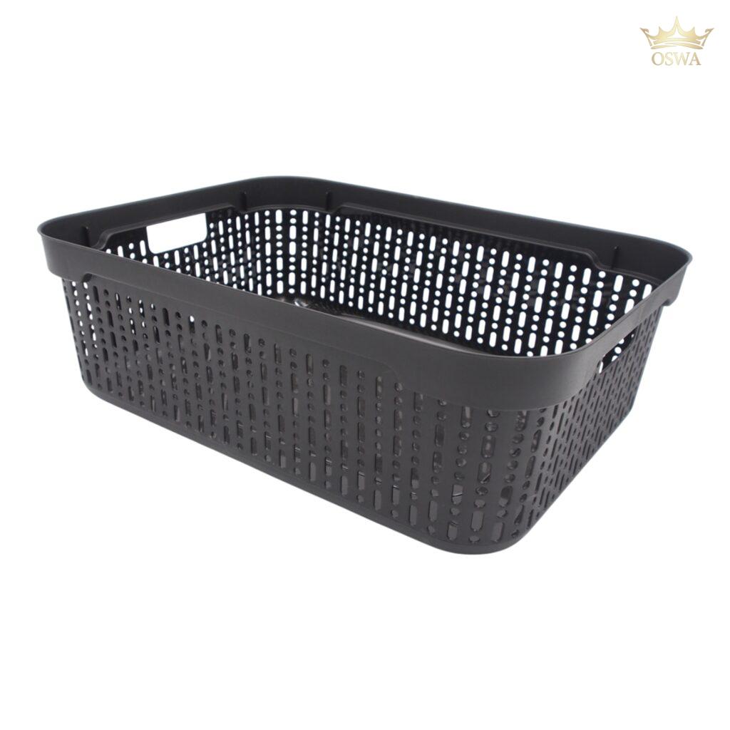 Plastikinė dėžutė su skylutėmis, 30 × 20 × 9 cm JUODA