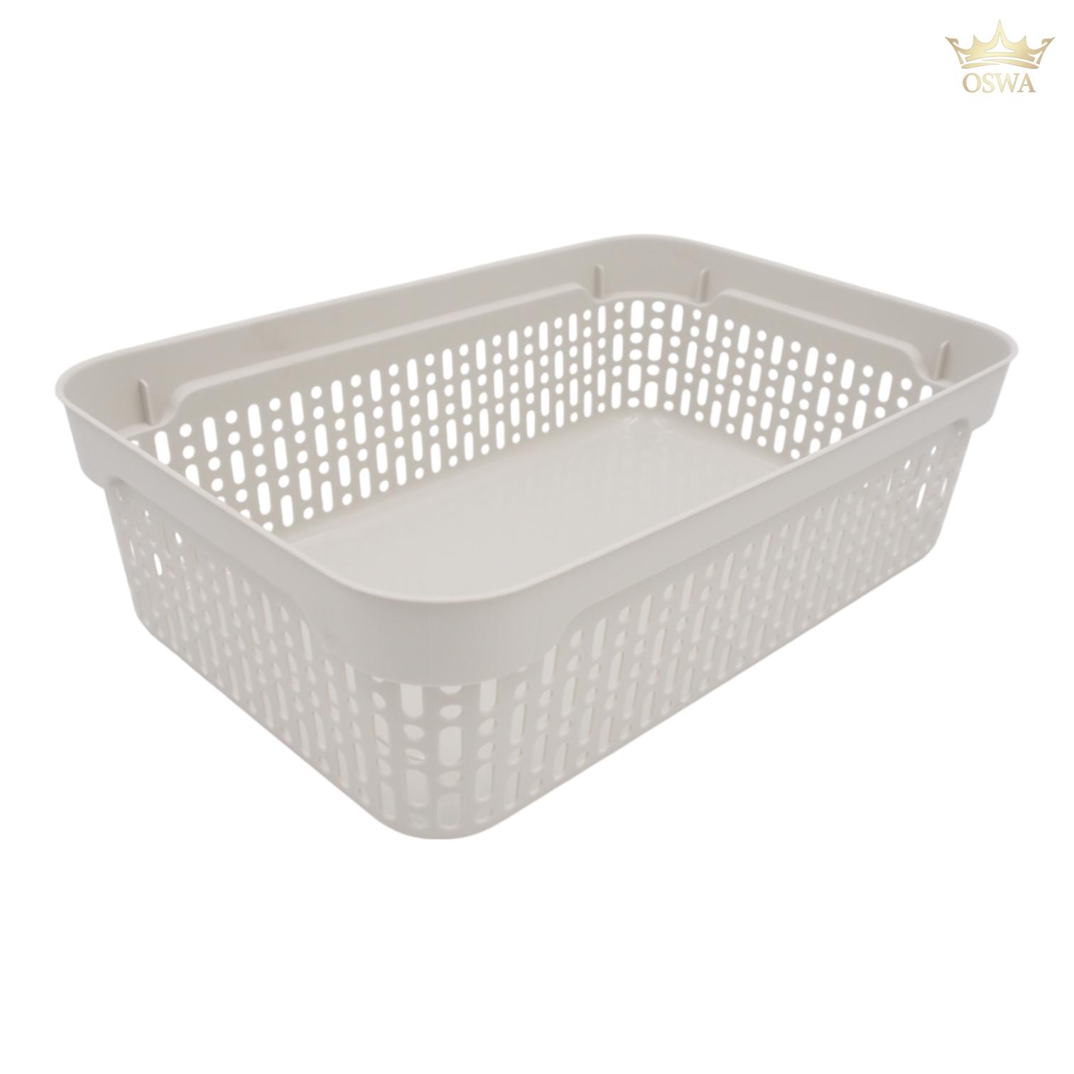 Plastikinė dėžutė su skylutėmis, 40 × 30 × 13 cm BALTA