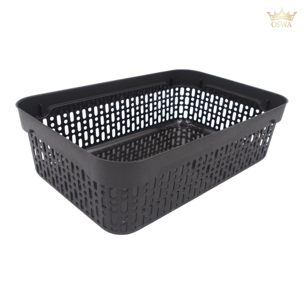 Plastikinė dėžutė su skylutėmis, 40 × 30 × 13 cm JUODA