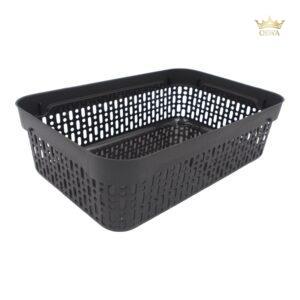 Plastikinė dėžutė su skylutėmis, 40 × 30 × 13 cm JUODA