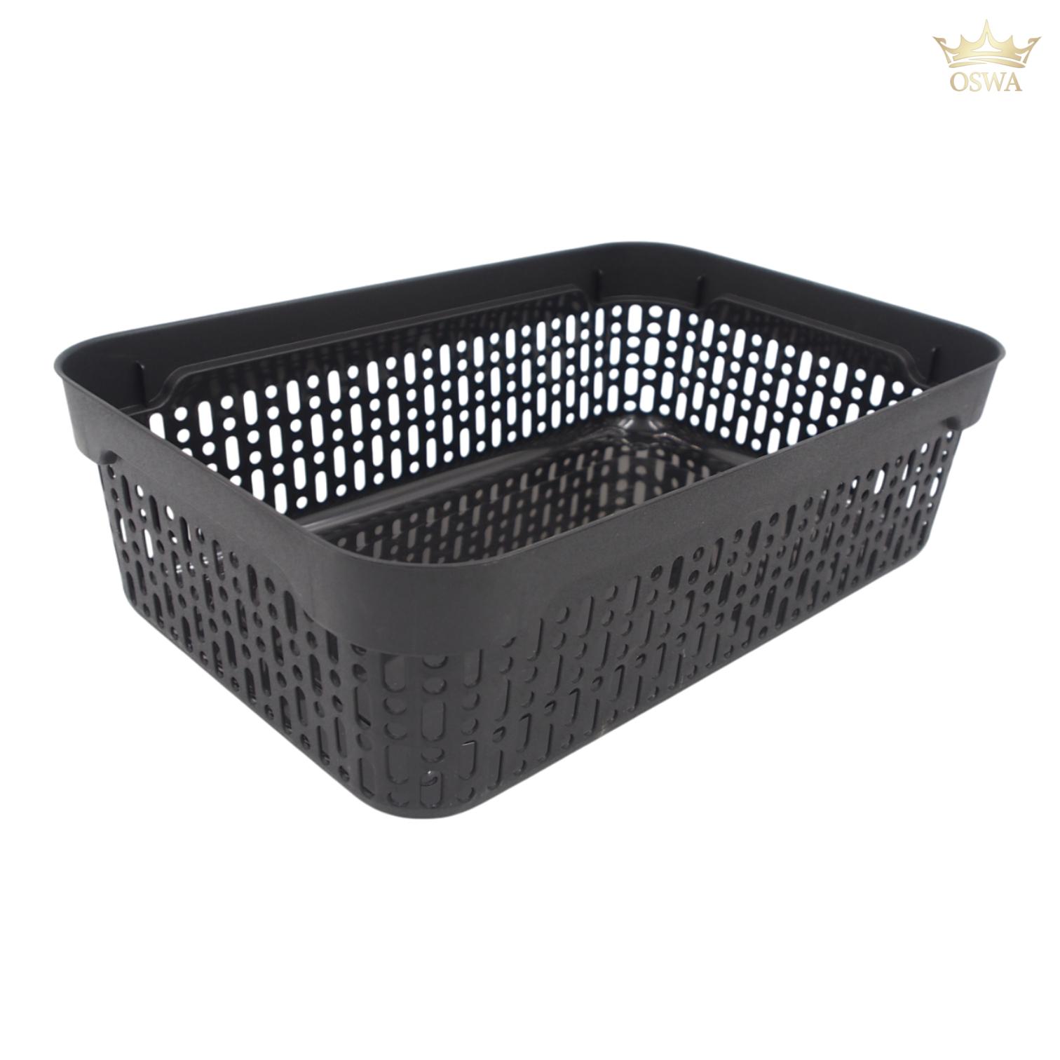 Plastikinė dėžutė su skylutėmis, 40 × 30 × 13 cm JUODA