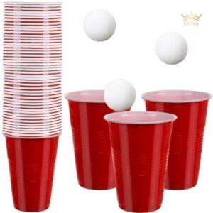 Puodelių ir kamuoliukų rinkinys žaidimams (beer pong)