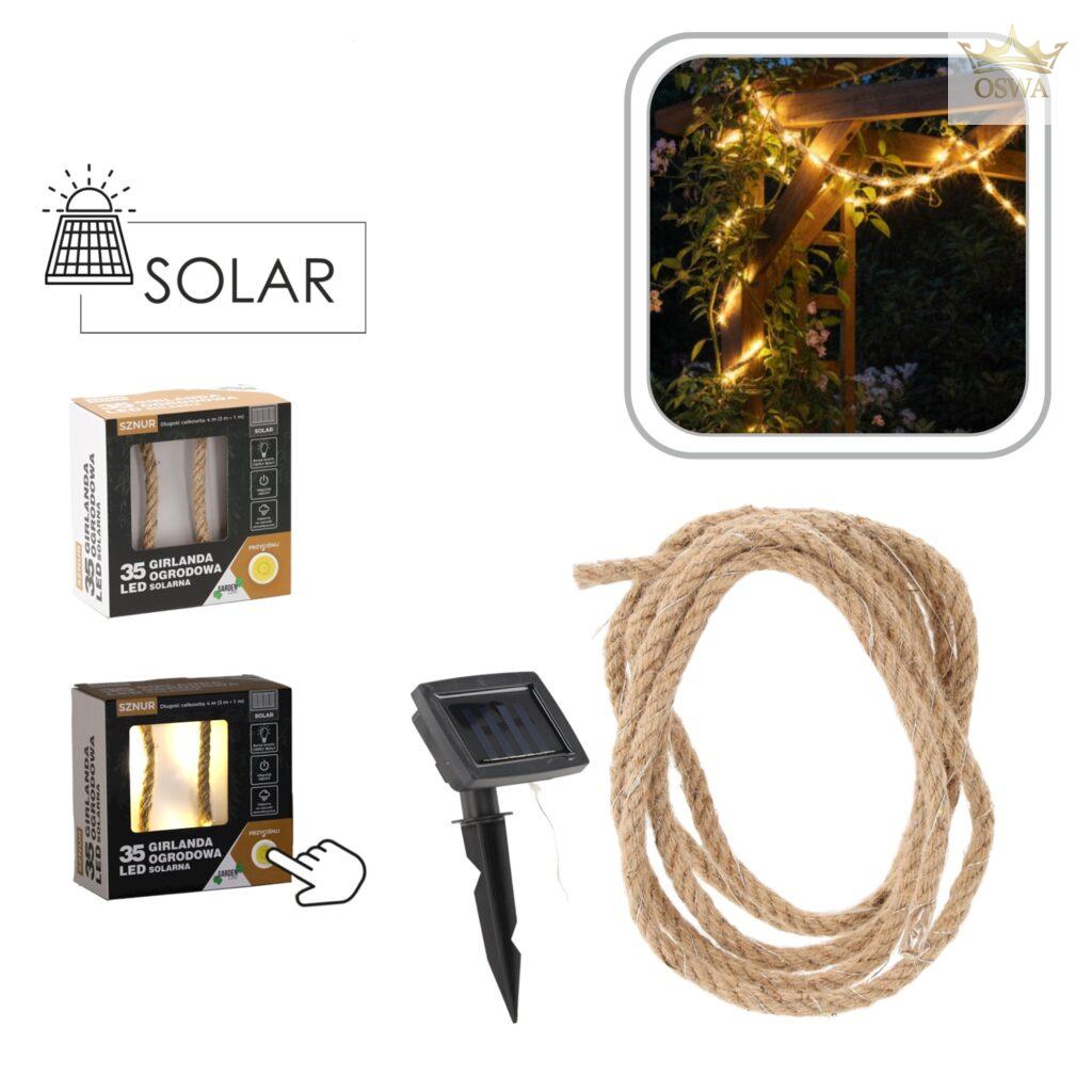 Saulės energija maitinama LED girlianda, 35 LED, 4 m, šilta balta
