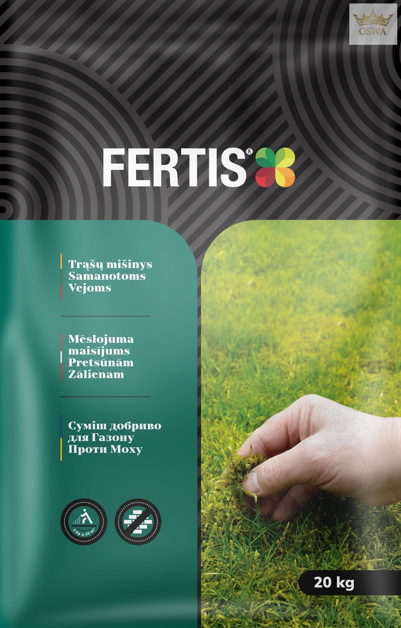 Trąšų mišinys Samanotoms Vejoms FERTIS, 20kg