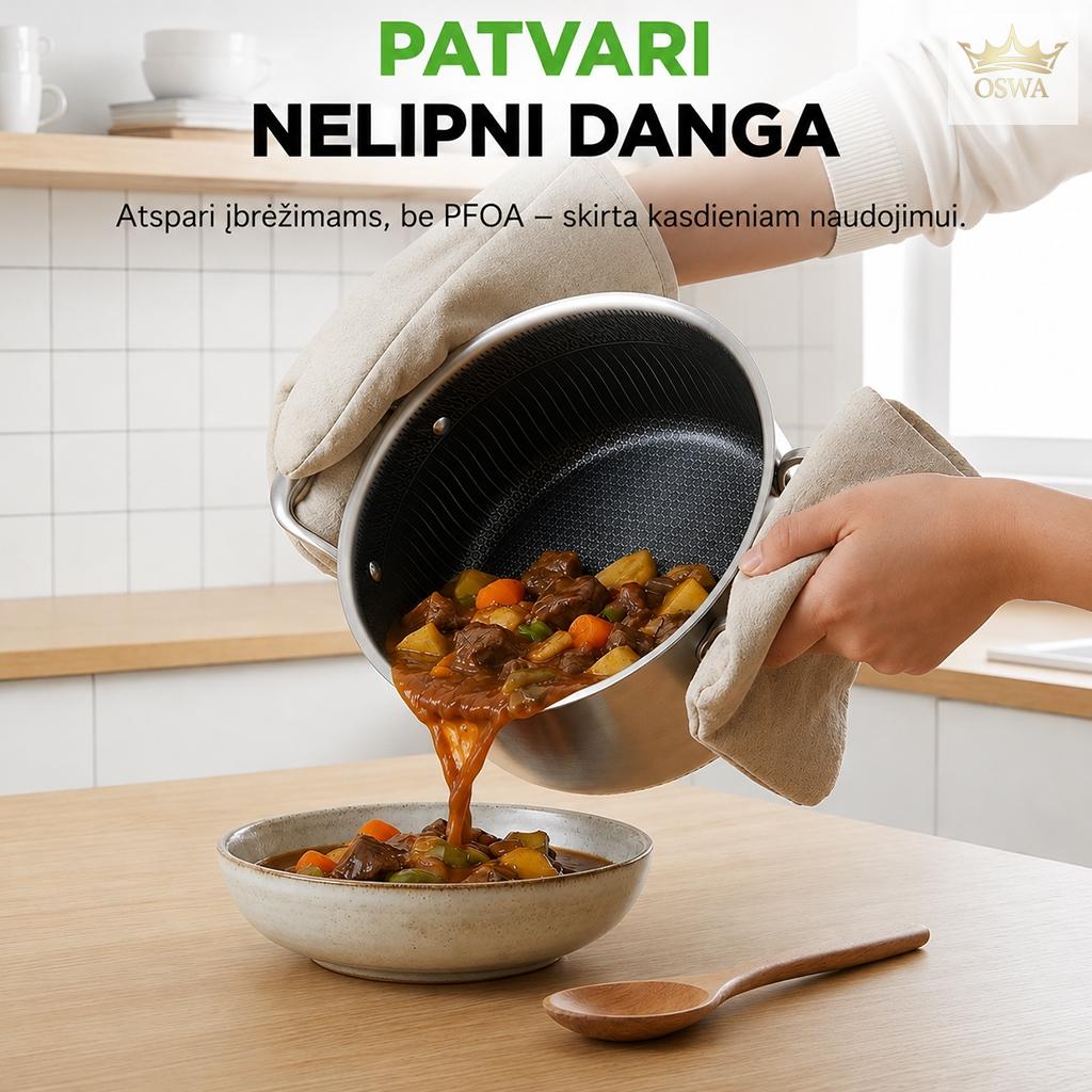 Puodas su dangčiu OSFÉ Tri-Ply, 24 cm, 5 l - Image 3
