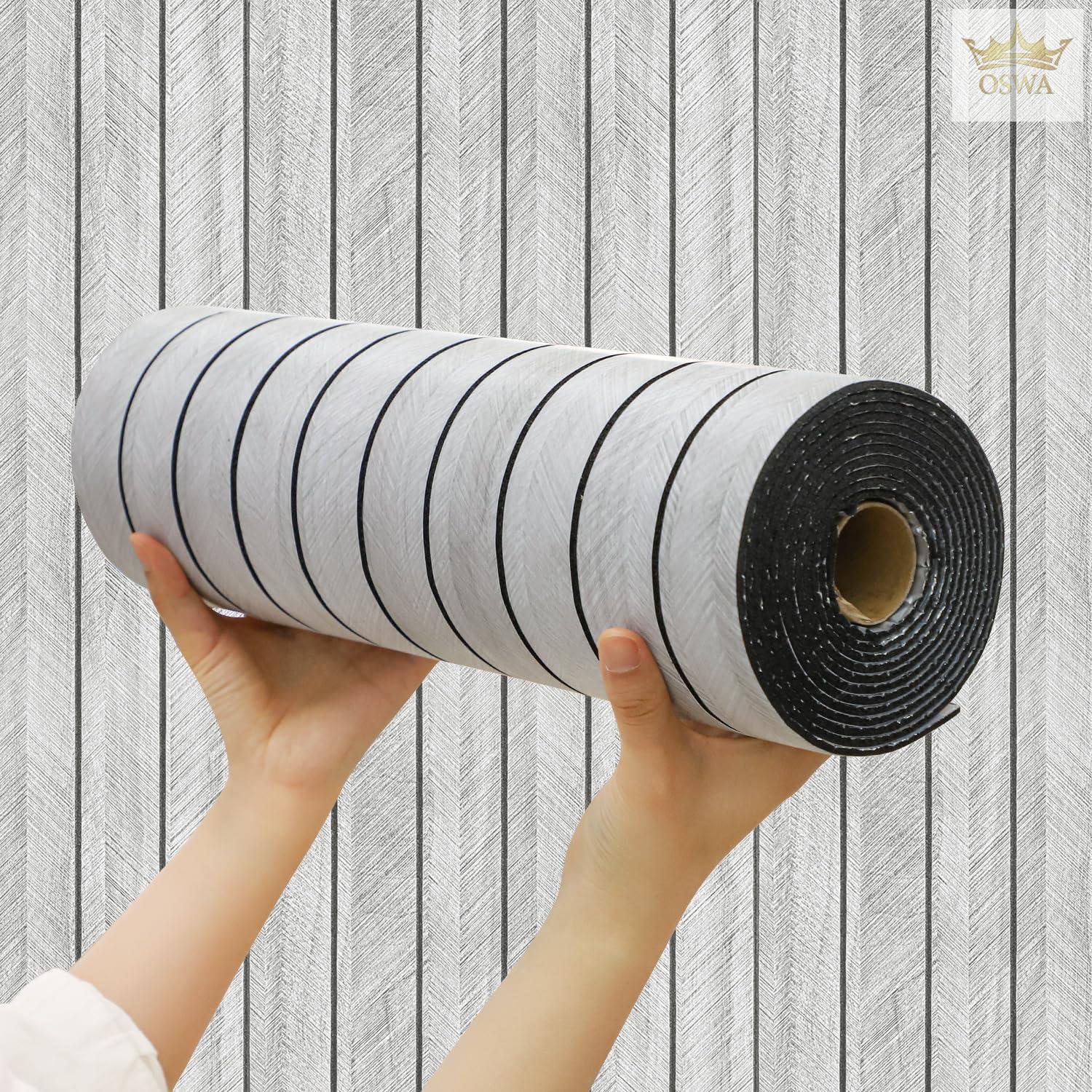 3D dekoratyvinė lipni sienų panelė – pilka medžio imitacija 300 x 45 cm - Image 2