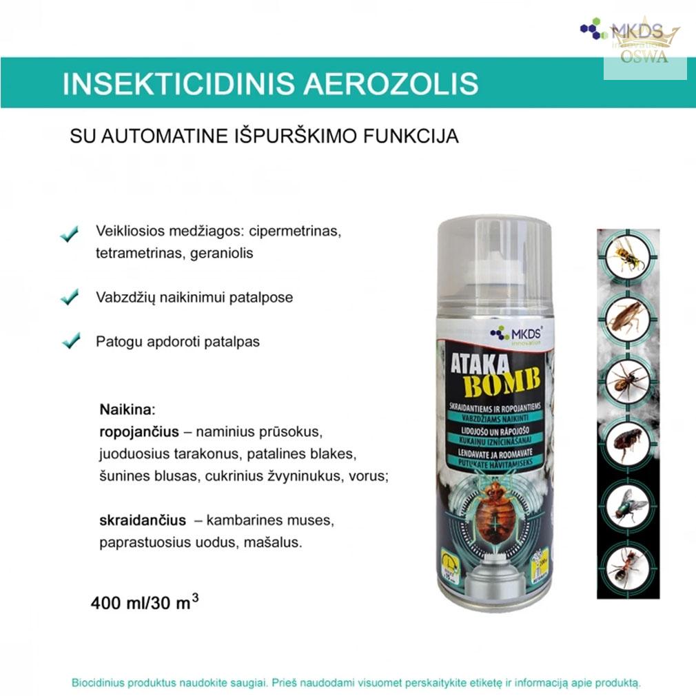 Ataka BOMB insekticidas skraidantiems ir ropojantiems vabzdžiams, 400 ml - Image 3