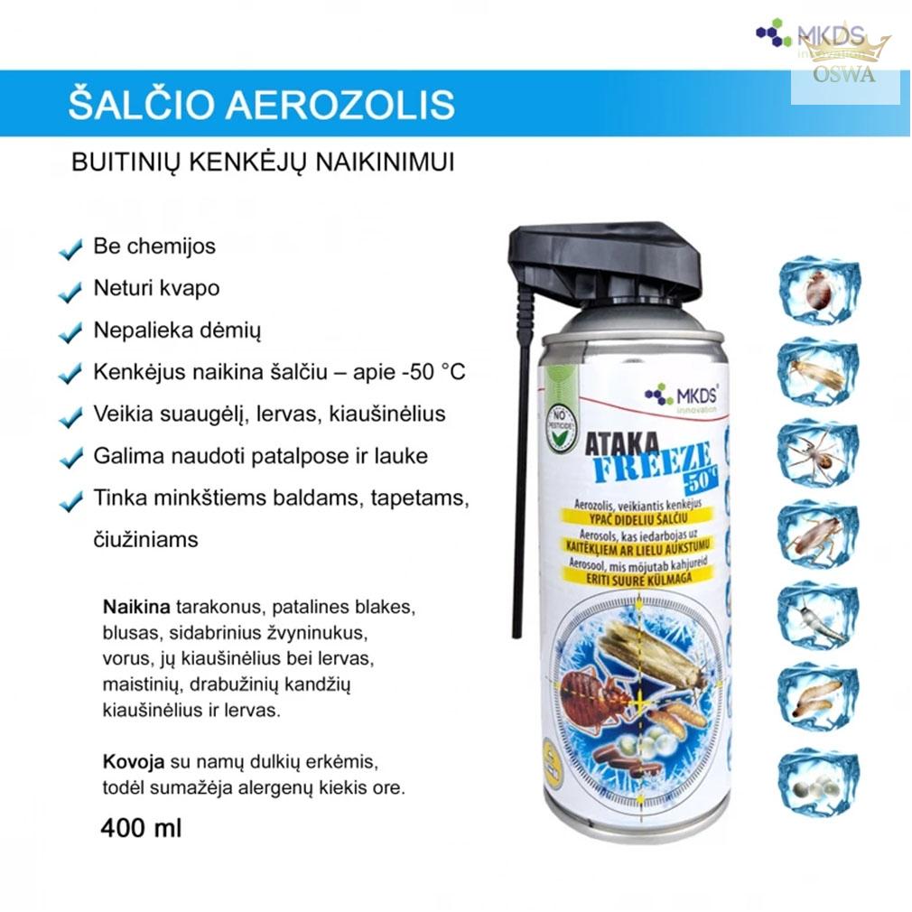ATAKA FREEZE -50 °C šalčio aerozolis vabzdžių naikinimui, 400 ml - Image 3