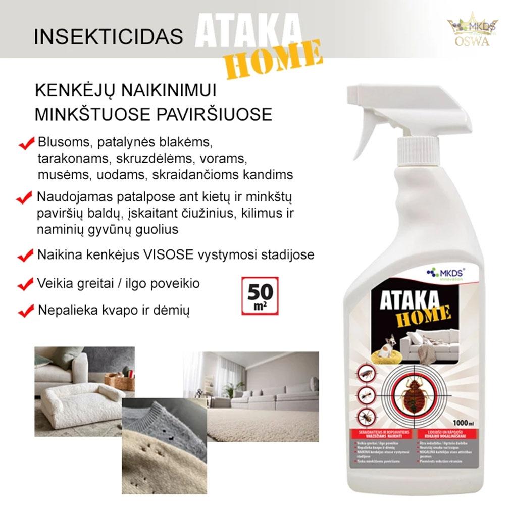 Ataka HOME insekticidas vabzdžių naikinimui kilimuose, čiužiniuose, 1L - Image 3