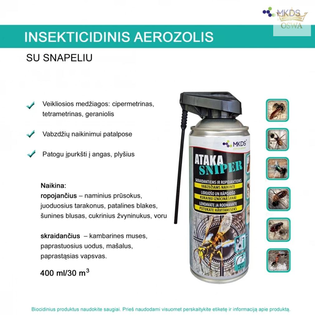 Ataka SNIPER insekticidas skraidantiems ir ropojantiems vabzdžiams, 400 ml - Image 3