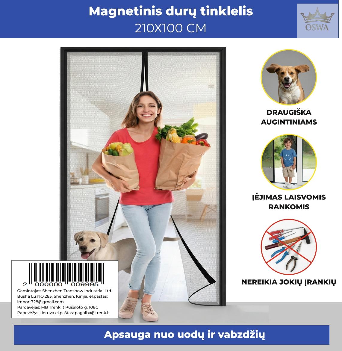 Aukštos kokybės magnetinis durų tinklelis 210 × 100 cm - Image 2
