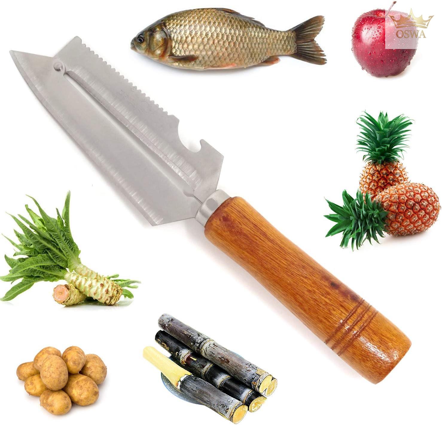 Daugiafunkcinis virtuvinis peilis-skustukas 3in1 su medine rankena - Image 2