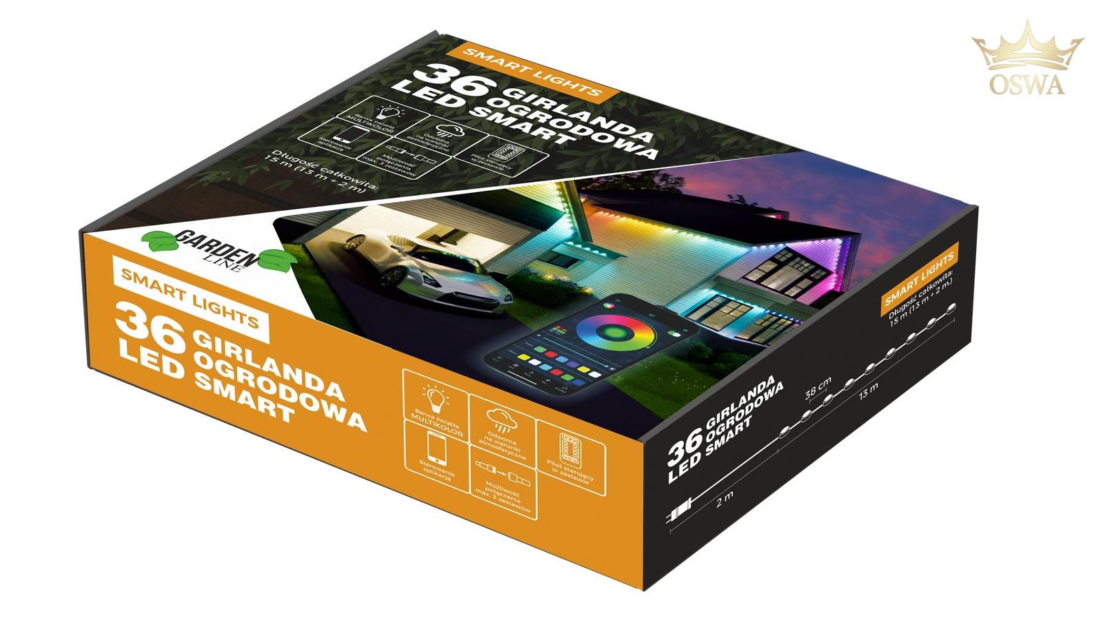 Išmanioji LED girlianda „SMART LIGHTS“ 36 LED, 13 m, multicolor, IP65 - Image 3