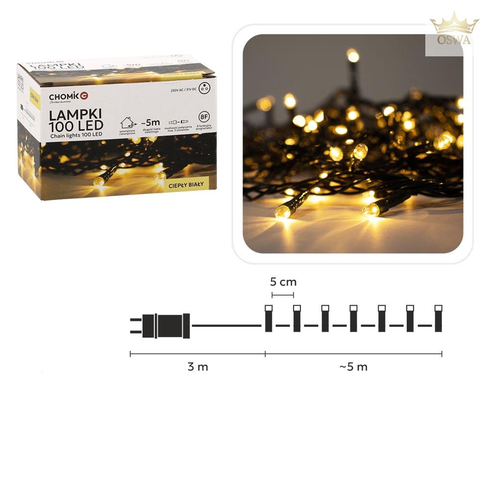 Kalėdinės LED girliandos, 100 LED, šiltai balta šviesa, 5 m - Image 2