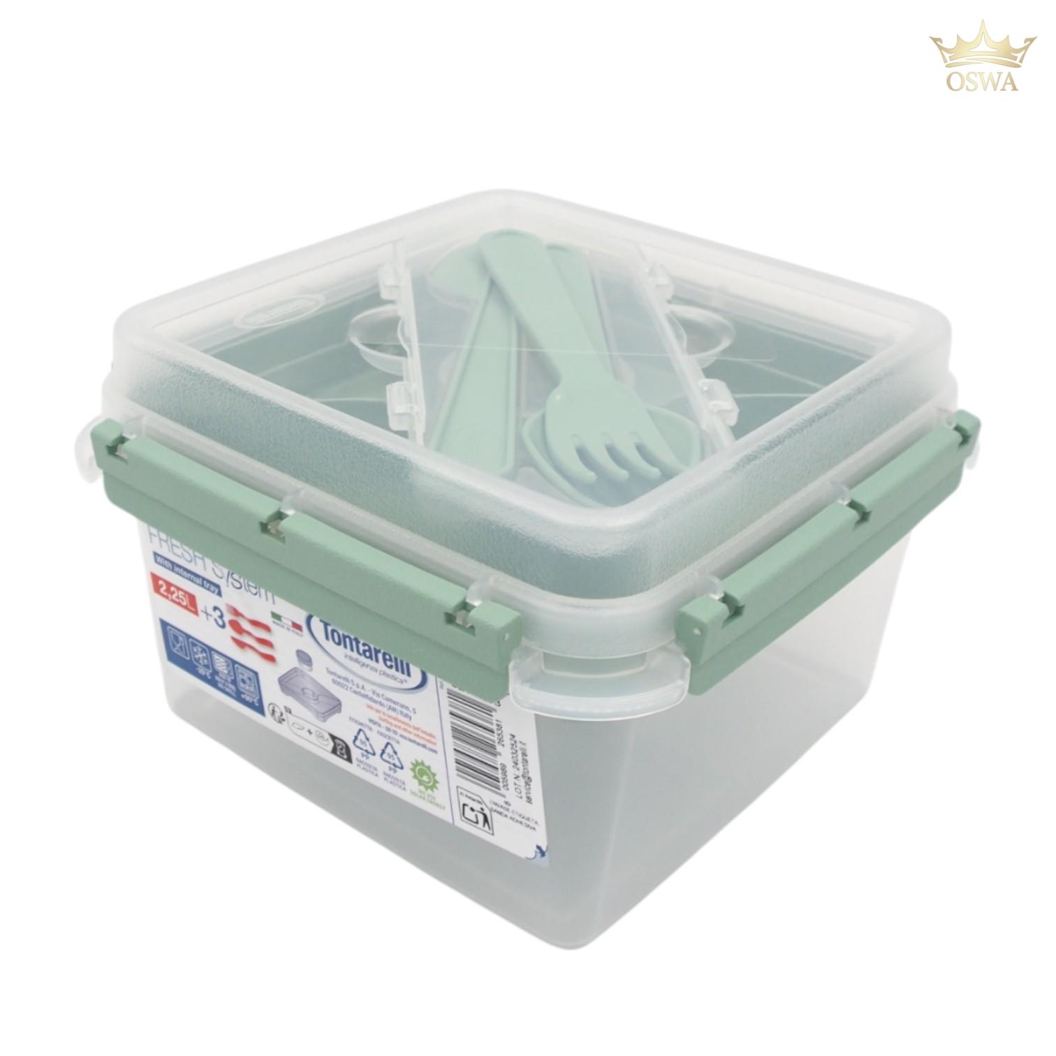 Kvadratinė maisto dėžutė su įrankiais ir vidiniu skyriumi (2,25 l) - Image 2