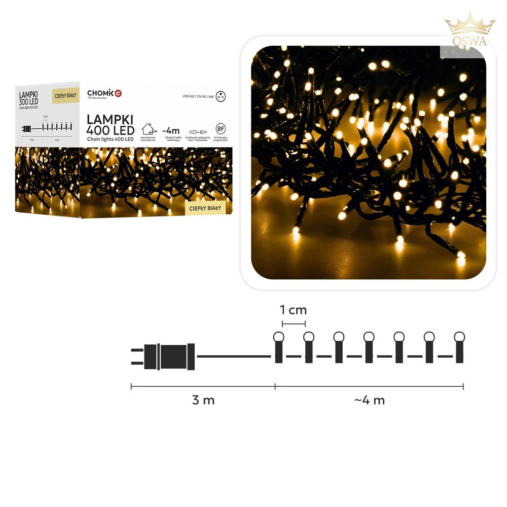 LED girlianda 400 LED, 4 m, šiltai balta - Image 2