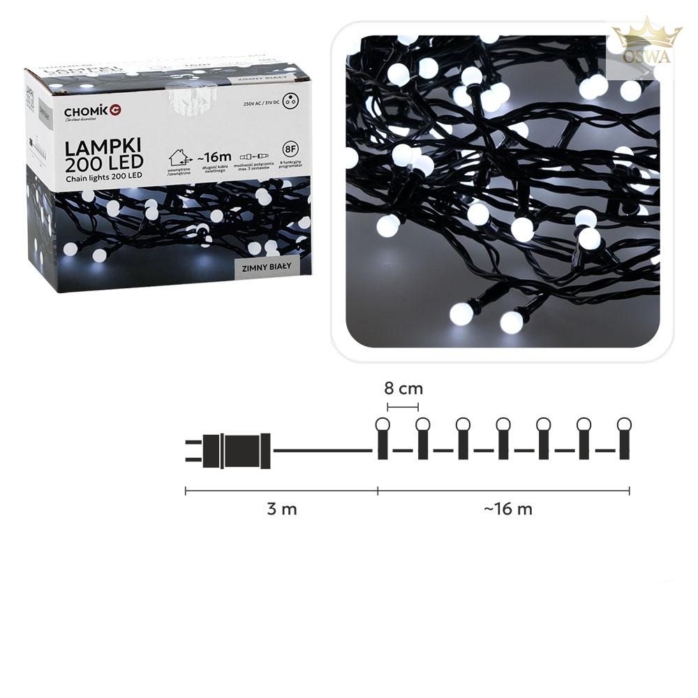 LED girlianda „Ball Lights“ 200 LED, šaltai balta, 16 m - Image 2