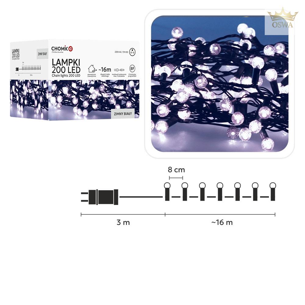 LED girlianda „Cherry Ball“ 200 LED, šaltai balta, 16 m - Image 2
