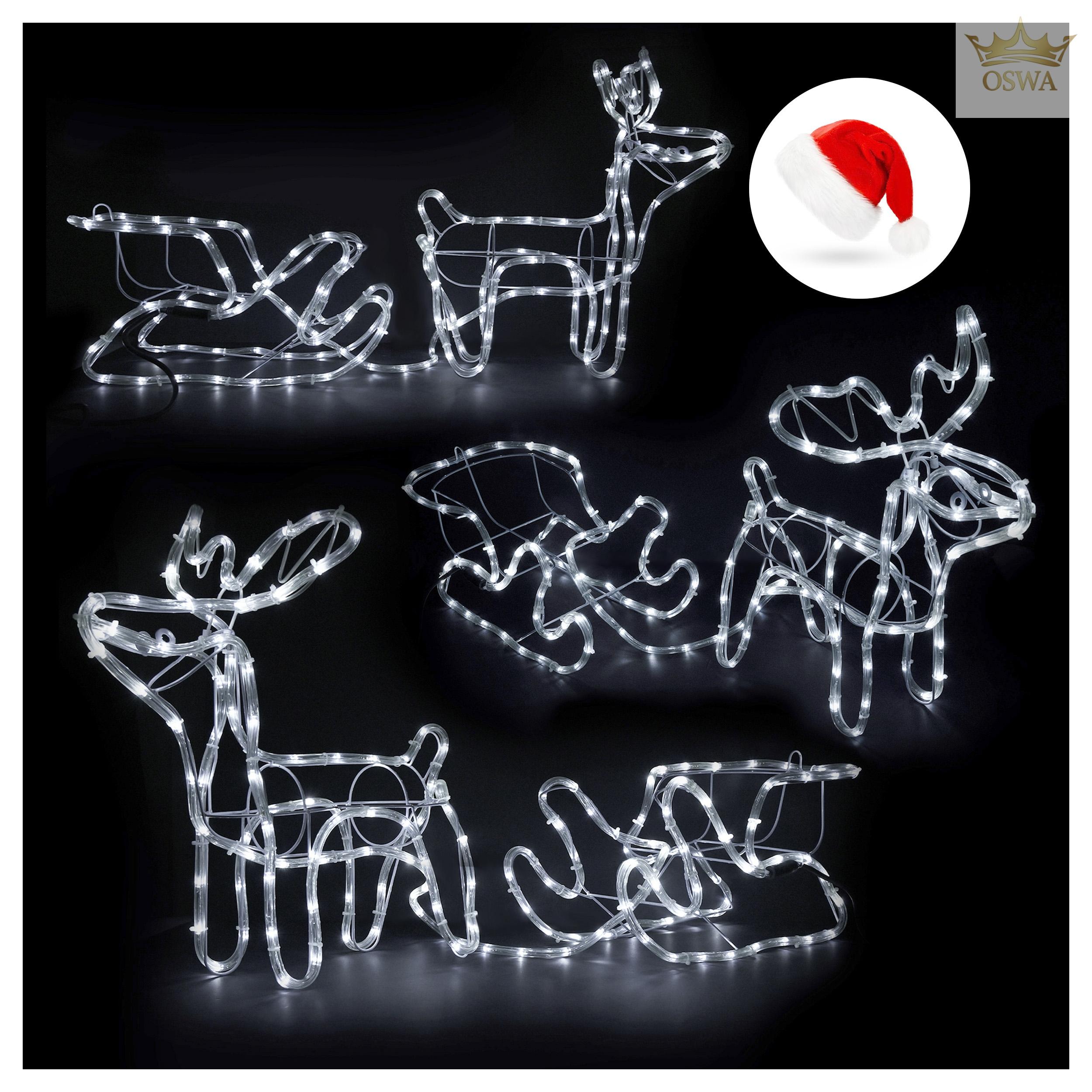 LED šviečianti elnių ir rogių dekoracija – 120 cm - Image 3
