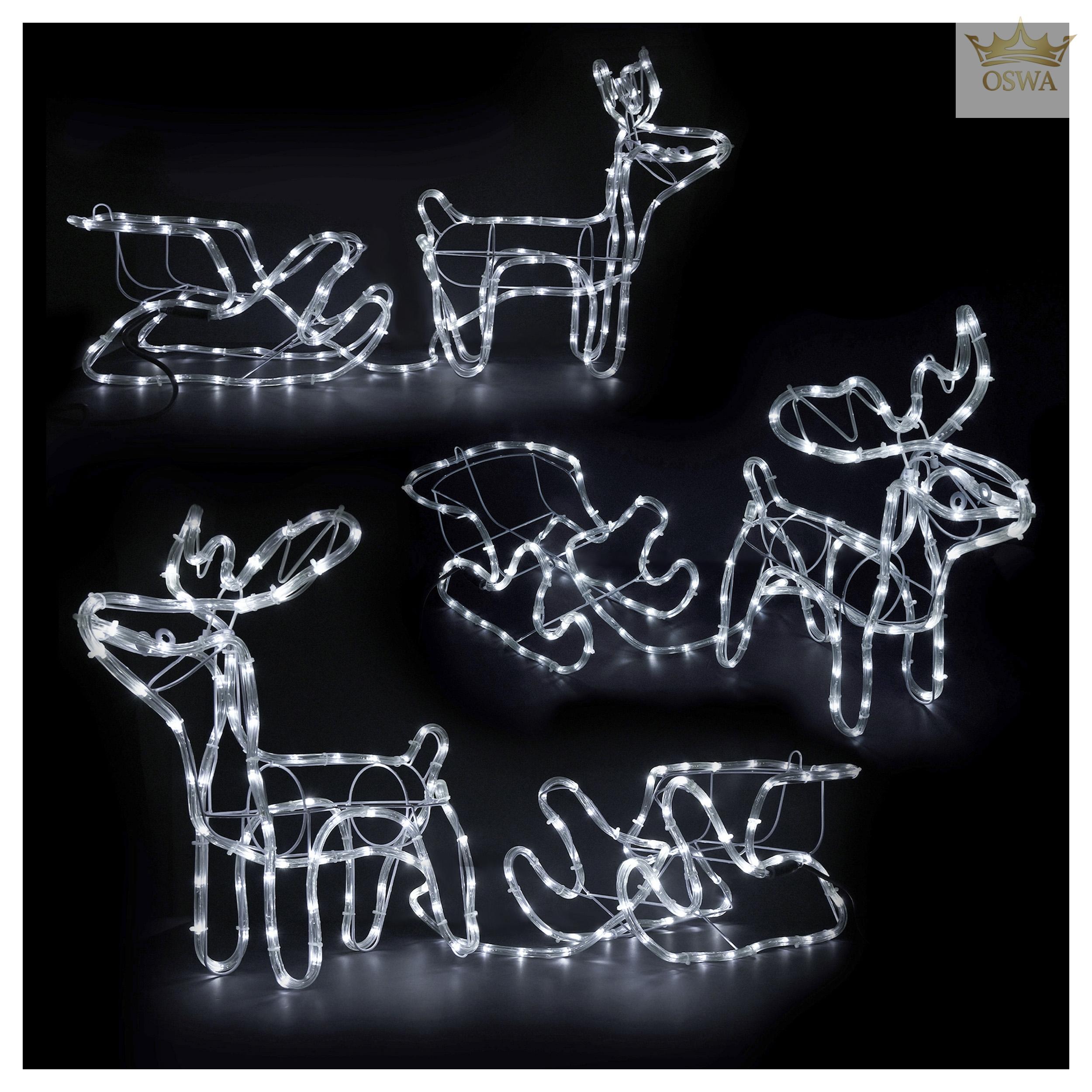 LED šviečianti elnių ir rogių dekoracija – 120 cm - Image 2