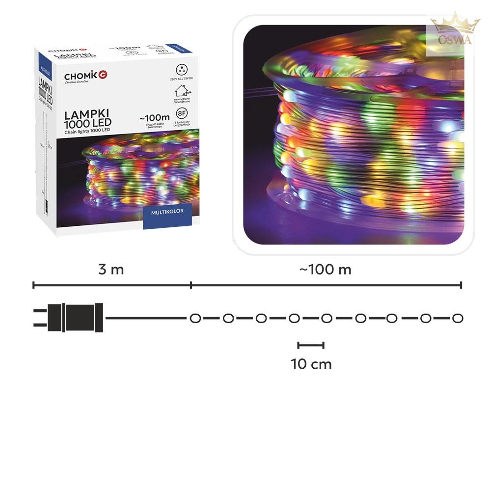 LED švieselių girlianda ant ritės 1000 LED, 100 m, multicolor - Image 2