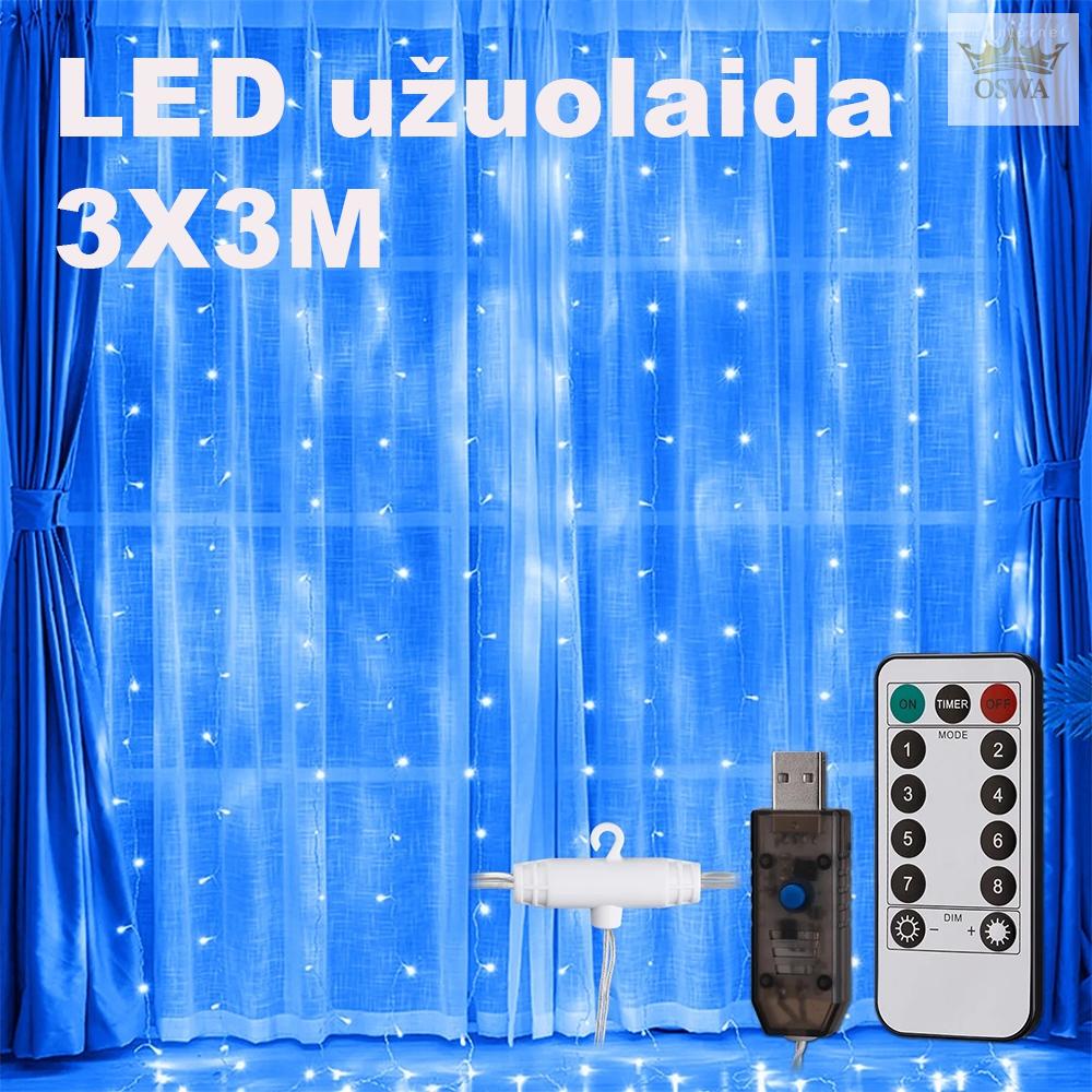 LED USB Užuolaida - Girlianda, mėlyna - Image 2