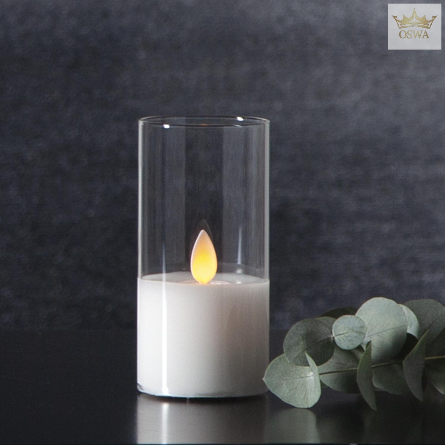 LED žvakė su tikro stiklo gaubtu, 12,5 cm - Image 3
