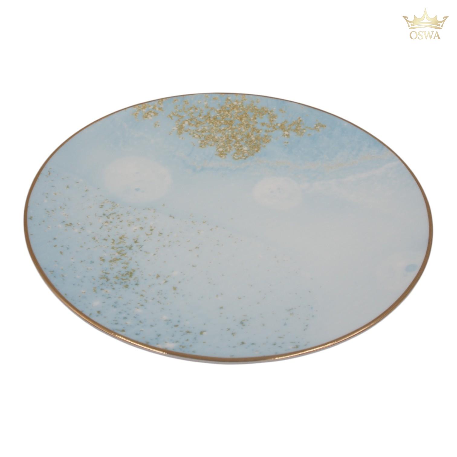 Keraminė lėkštė su mėlynu ir auksiniu dekoru, 27 cm - Image 2