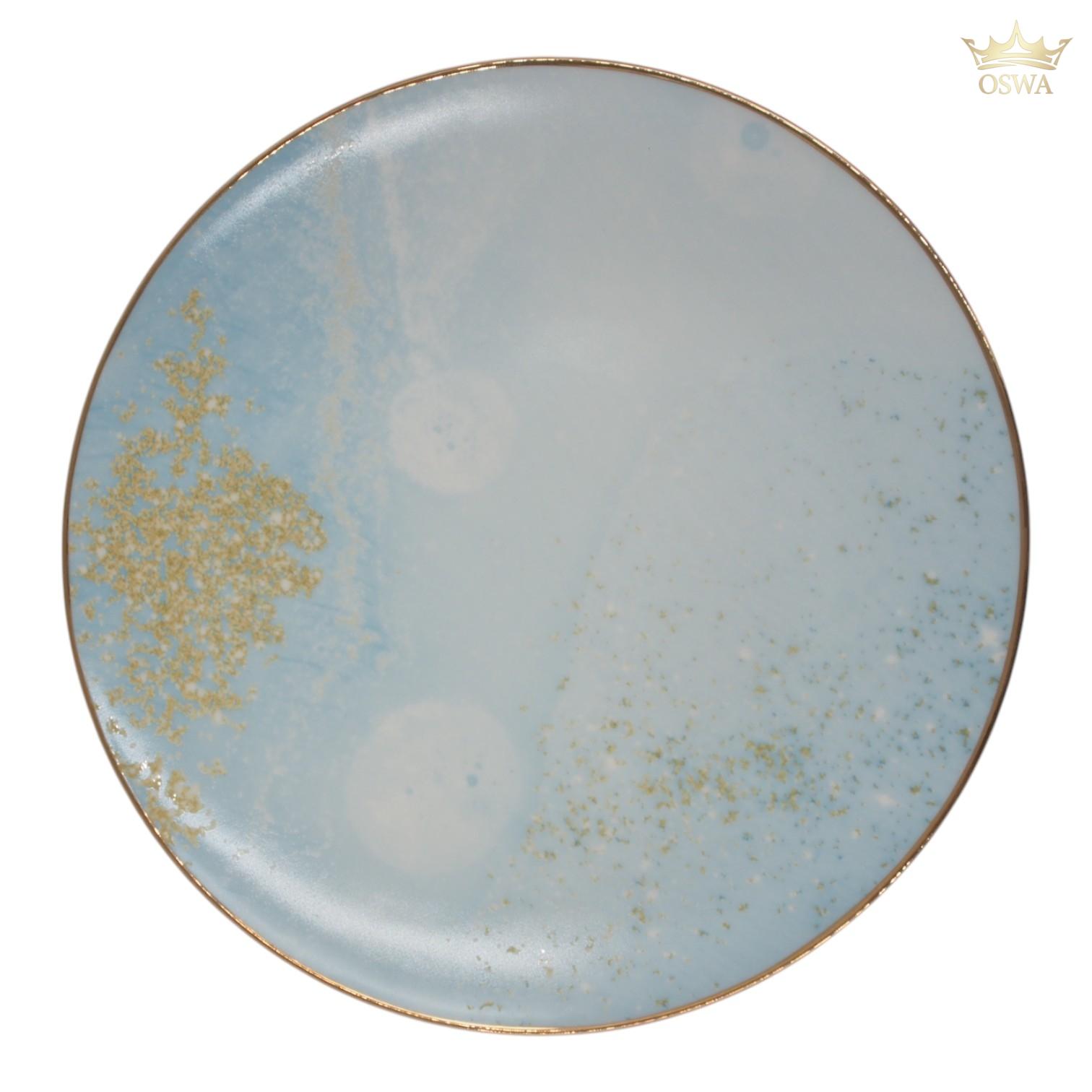 Keraminė lėkštė su mėlynu ir auksiniu dekoru, 27 cm - Image 3
