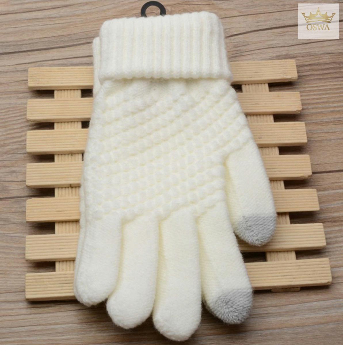 Šiltos žieminės pirštinės su lietimui jautriais pirštais – baltos - Image 3