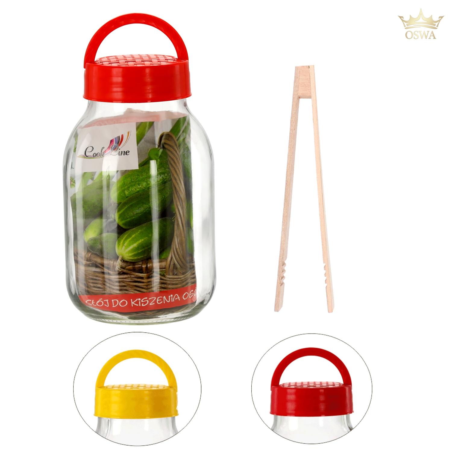 Stiklainis 3 L su plastikiniu dangteliu ir žnyplėmis - Image 2