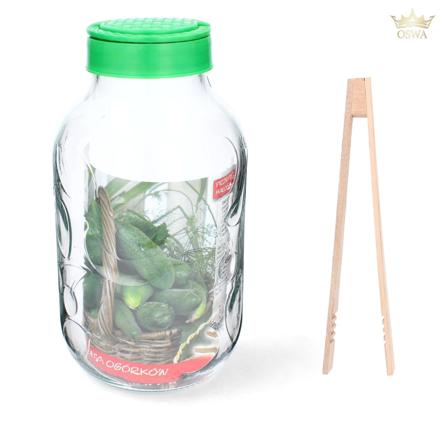 Stiklainis 5 L su plastikiniu dangteliu ir žnyplėmis - Image 3