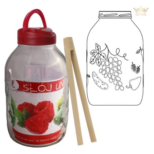 Stiklainis 5 L su plastikiniu dangteliu ir žnyplėmis - Image 2