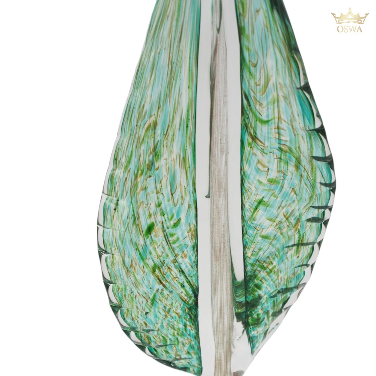 Stiklinė dekoracija „Lapas“, 13×9×41 cm ŽALIAS - Image 3