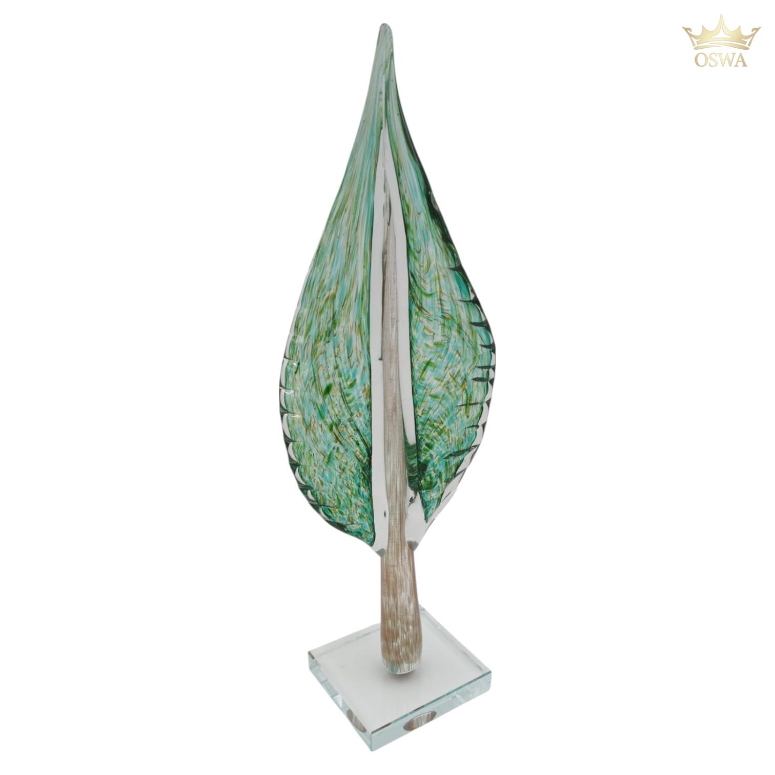 Stiklinė dekoracija „Lapas“, 13×9×41 cm ŽALIAS - Image 2